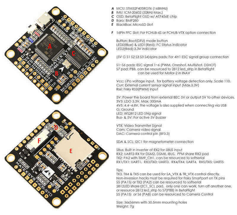 Matek-F405-STD-BetaFlight-STM32F405-Flight-Controller-Built-in-OSD-Inverter-for-RC-Multirotor-FPV-Ra-1141282