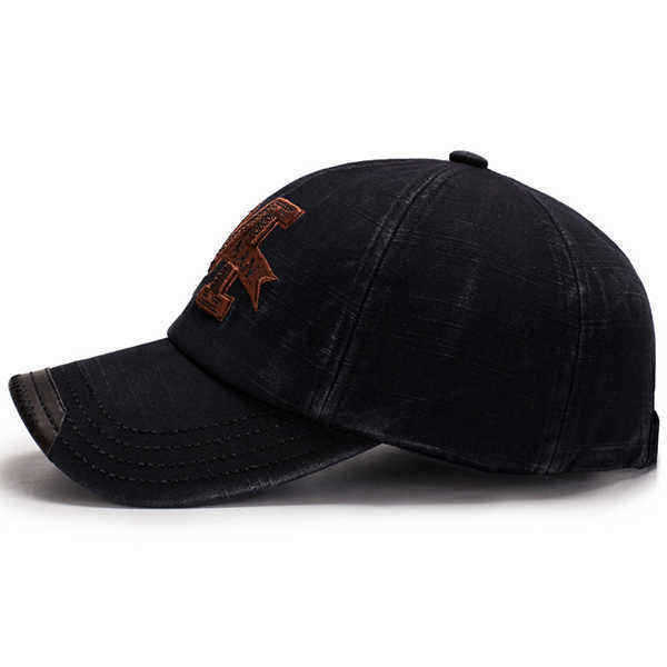 Men-Washed-Cotton-M-Embroidery-Baseball-Cap-Outdoor-Sunshade-Adjustable-Snapback-Hats-1244519