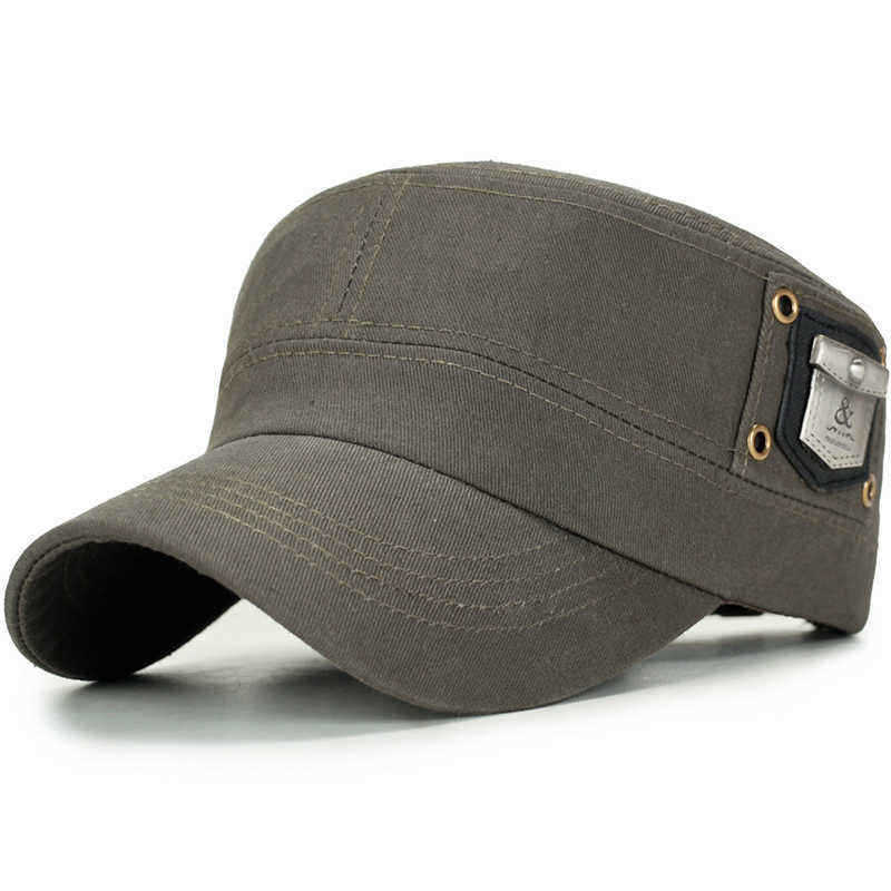 Men-Women-Cotton-Solid-Badge-Military-Style-Hats-Outdoor-Adjustable-Flat-Top-Cap-1354745