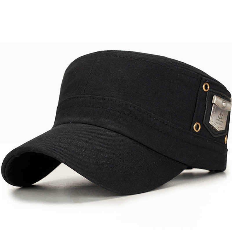 Men-Women-Cotton-Solid-Badge-Military-Style-Hats-Outdoor-Adjustable-Flat-Top-Cap-1354745