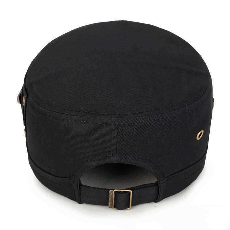 Men-Women-Cotton-Solid-Badge-Military-Style-Hats-Outdoor-Adjustable-Flat-Top-Cap-1354745