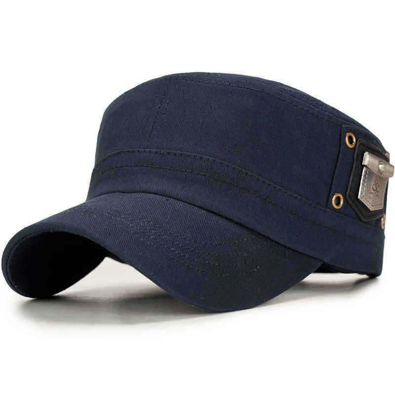 Men-Women-Cotton-Solid-Badge-Military-Style-Hats-Outdoor-Adjustable-Flat-Top-Cap-1354745