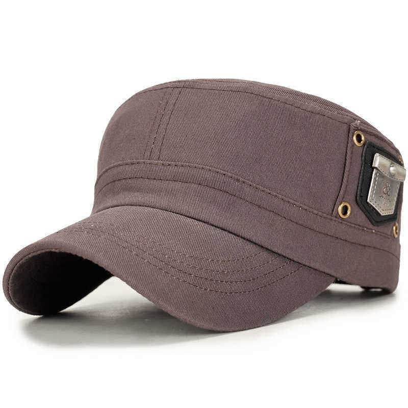 Men-Women-Cotton-Solid-Badge-Military-Style-Hats-Outdoor-Adjustable-Flat-Top-Cap-1354745