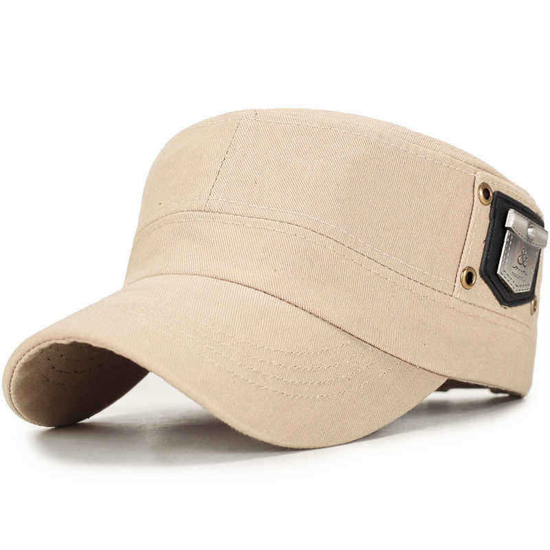 Men-Women-Cotton-Solid-Badge-Military-Style-Hats-Outdoor-Adjustable-Flat-Top-Cap-1354745