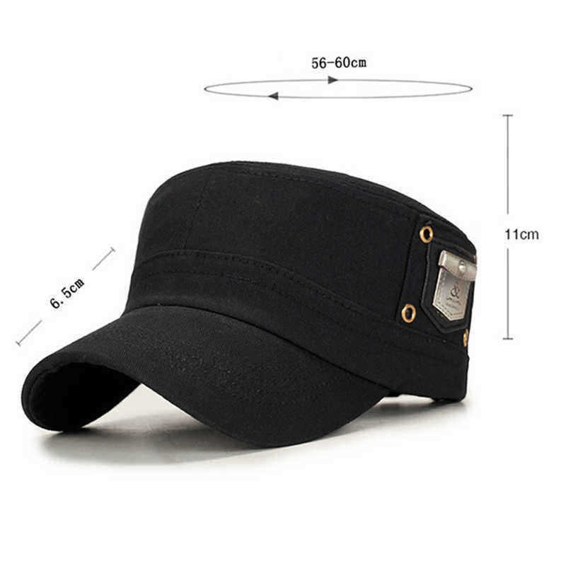 Men-Women-Cotton-Solid-Badge-Military-Style-Hats-Outdoor-Adjustable-Flat-Top-Cap-1354745