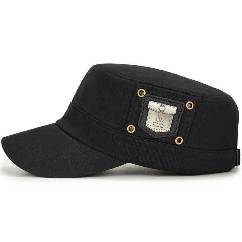 Men-Women-Cotton-Solid-Badge-Military-Style-Hats-Outdoor-Adjustable-Flat-Top-Cap-1354745