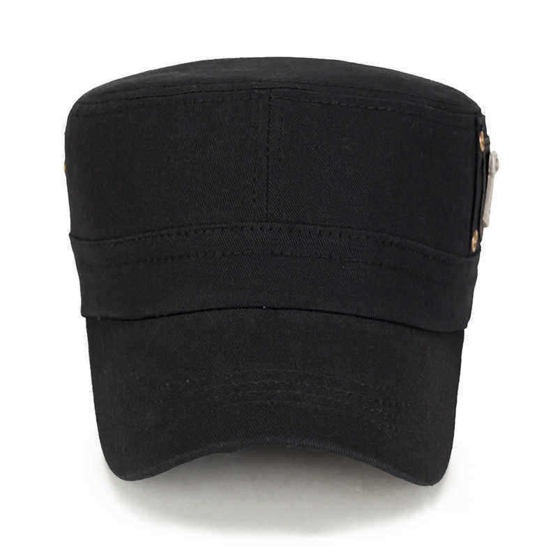 Men-Women-Cotton-Solid-Badge-Military-Style-Hats-Outdoor-Adjustable-Flat-Top-Cap-1354745