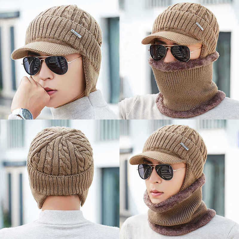 Men-Women-Winter-Windproof-Plus-Velvet-Knit-Hat-Scarf-Set-Outdoor-Thicken-Ski-Earmuffs-Cap-1368930