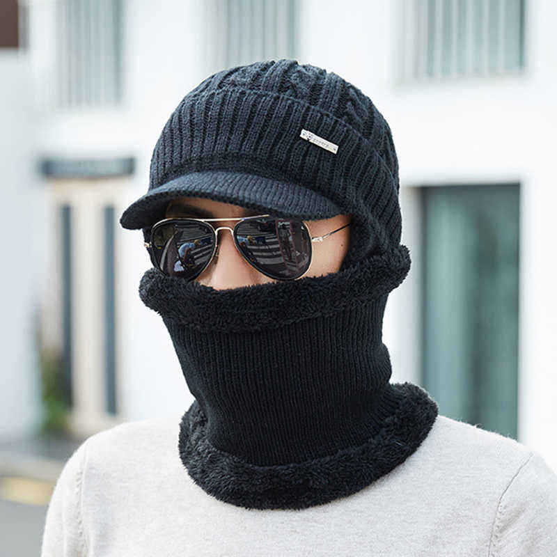 Men-Women-Winter-Windproof-Plus-Velvet-Knit-Hat-Scarf-Set-Outdoor-Thicken-Ski-Earmuffs-Cap-1368930