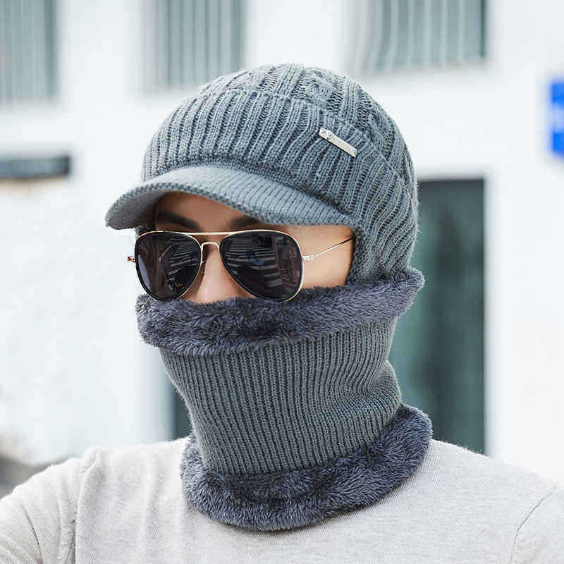 Men-Women-Winter-Windproof-Plus-Velvet-Knit-Hat-Scarf-Set-Outdoor-Thicken-Ski-Earmuffs-Cap-1368930