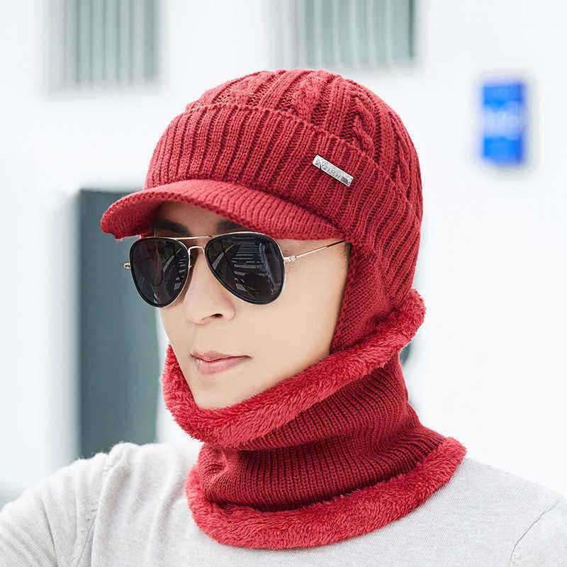 Men-Women-Winter-Windproof-Plus-Velvet-Knit-Hat-Scarf-Set-Outdoor-Thicken-Ski-Earmuffs-Cap-1368930