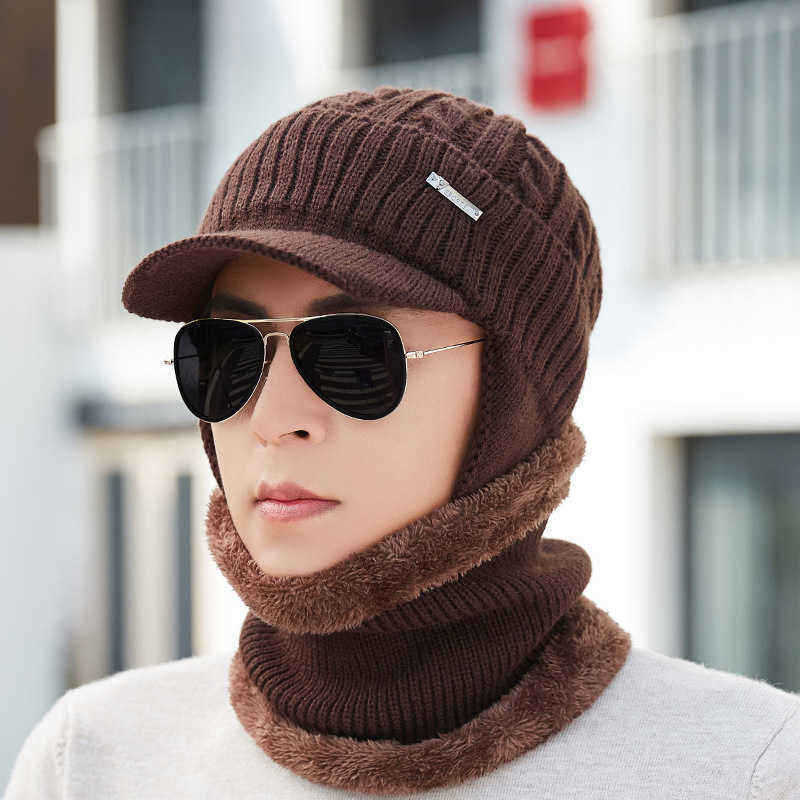 Men-Women-Winter-Windproof-Plus-Velvet-Knit-Hat-Scarf-Set-Outdoor-Thicken-Ski-Earmuffs-Cap-1368930