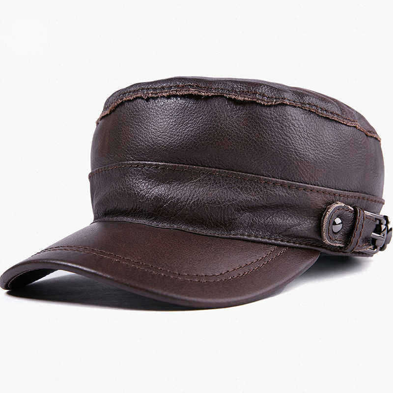 Mens-Hat-Leather-Flat-Top-Military-Cap-Warm-Earmuffs-Outdoor-Leather-Duck-Tongue-Windproof-Hat-Male--1548664