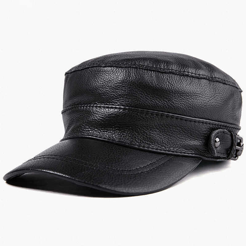 Mens-Hat-Leather-Flat-Top-Military-Cap-Warm-Earmuffs-Outdoor-Leather-Duck-Tongue-Windproof-Hat-Male--1548664