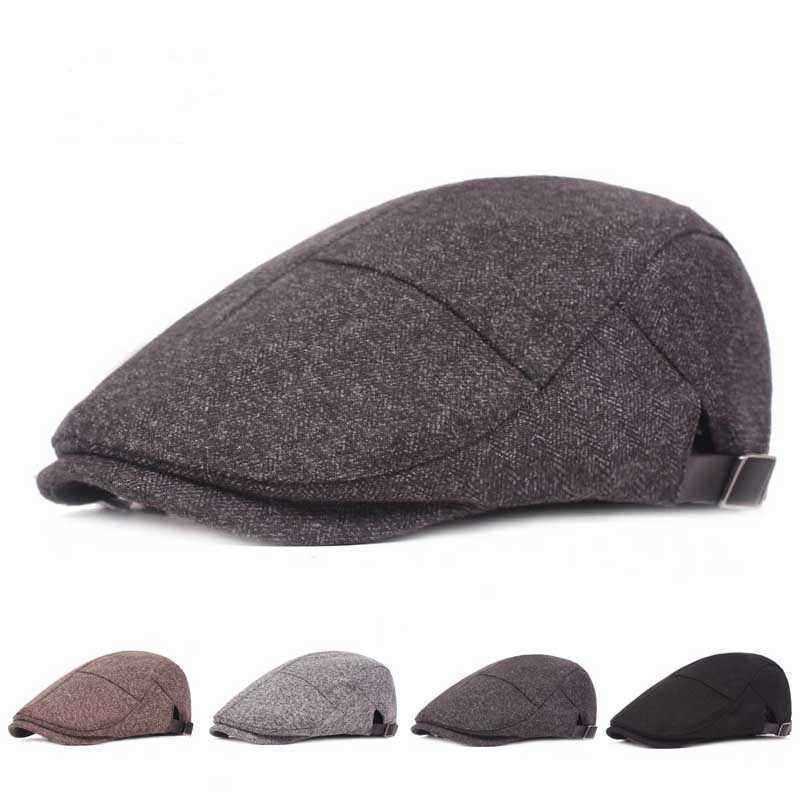 Mens-Womens-Casual-Winter-Warm-Thicken-Adjustable-Beret-Hat-Outdoor-Plain-Newsboy-Caps-1367493