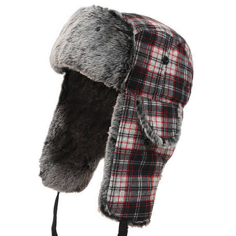 Mens-Womens-Vogue-Plaid-Plus-Velvet-Earmuffs-Ushanka-Trapper-Hat-Outdoor-Windproof-Russian-Cap-1363001