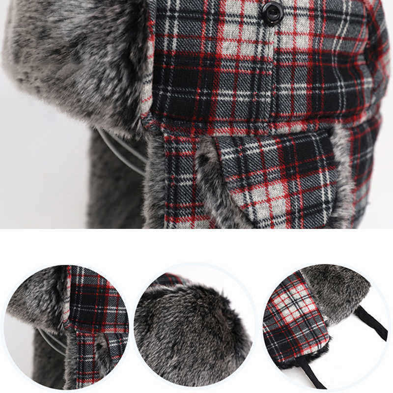 Mens-Womens-Vogue-Plaid-Plus-Velvet-Earmuffs-Ushanka-Trapper-Hat-Outdoor-Windproof-Russian-Cap-1363001