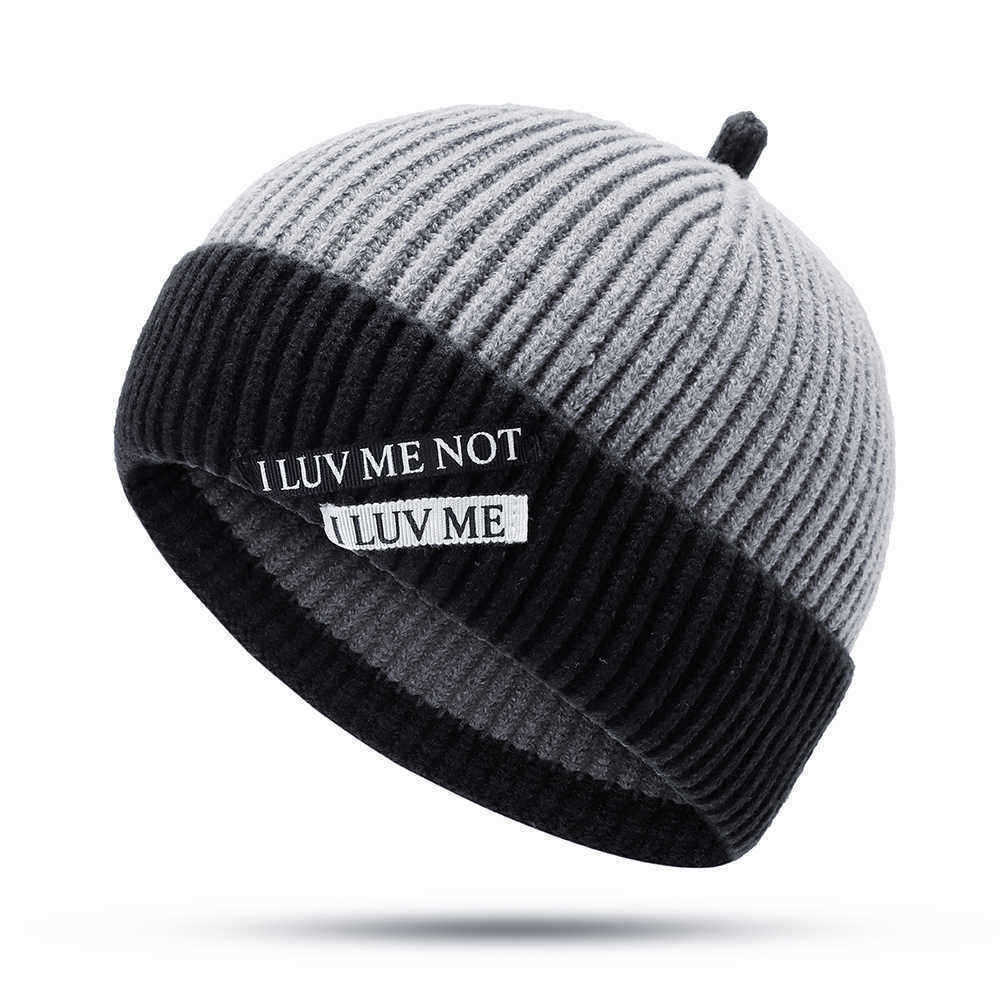 Mens-Womens-Winter-Color-Matching-Knit-Beanie-Cap-Outdoor-Foldable-Rolled-Cuff-Brimless-Skullcap-1369147