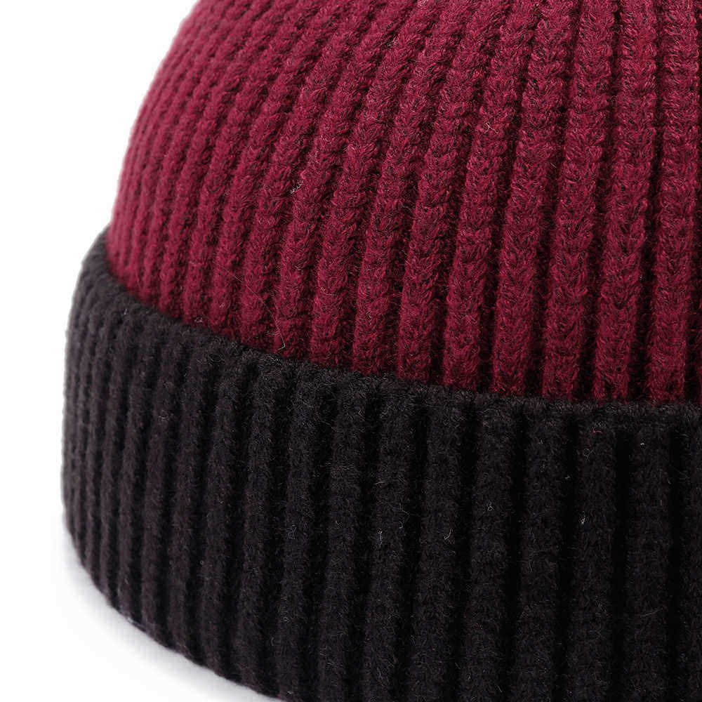 Mens-Womens-Winter-Color-Matching-Knit-Beanie-Cap-Outdoor-Foldable-Rolled-Cuff-Brimless-Skullcap-1369147