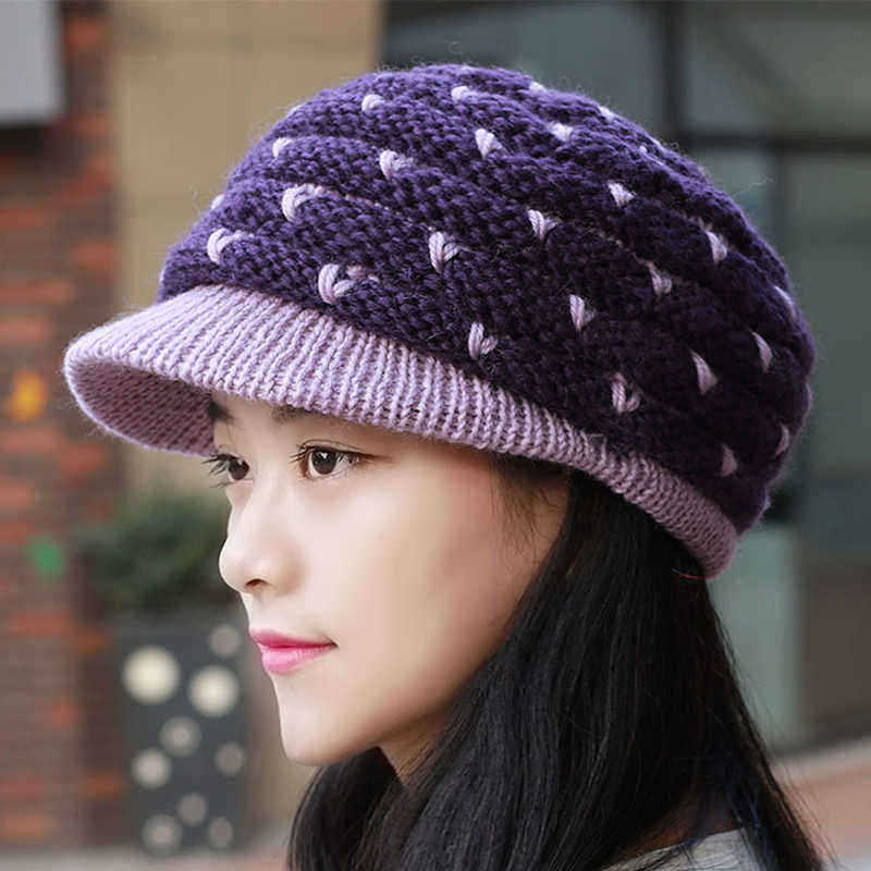 Middle-aged-Women-Winter-Weaving-Thicken-Knit-Beret-Caps-Outdoor-Earmuffs-Beanie-Cap-1388184