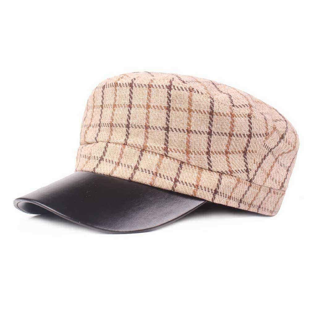 Outdoor-Winter-Cotton-PU-Leather-Beret-Caps-Plaid-Thicken-Warm-Peaked-Cap-for-Women-1351724