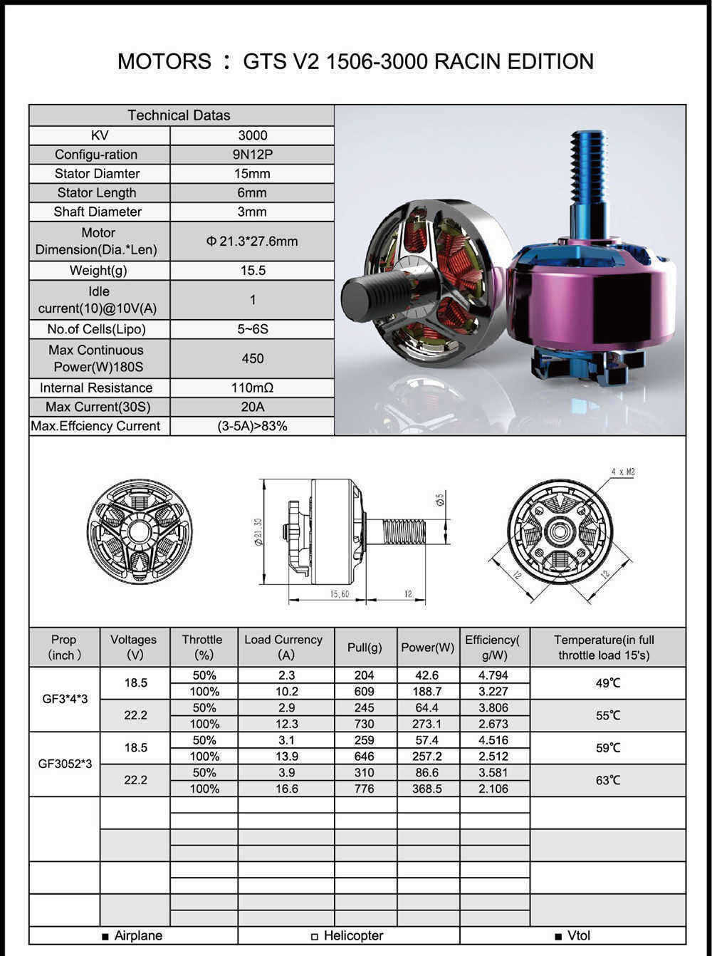 RCINPower-GTS-V2-1506-3000KV-4300KV-4-6S-Brushless-Motor-for-RC-Drone-FPV-Racing-1434810