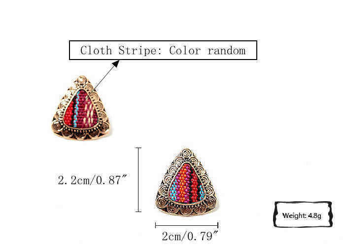 Retro-Ethnic-Colorful-Cloth-Triangle-Alloy-Ear-Stud-Women-Earrings-1145496