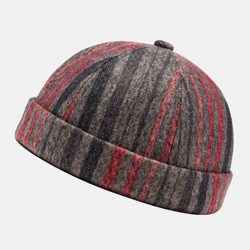 Skull-Caps-Striped-Plush-Soft-Fabric-Wavy-Pattern-Brimless-Hats-1565369