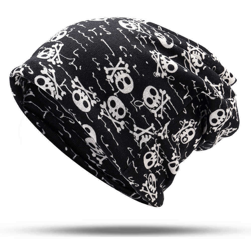 Skull-Pattern-Double-Layers-Headgear-Beanie-Hat-Dual-Use-Hip-Hop-Dance-Hat-Scarf-1395935