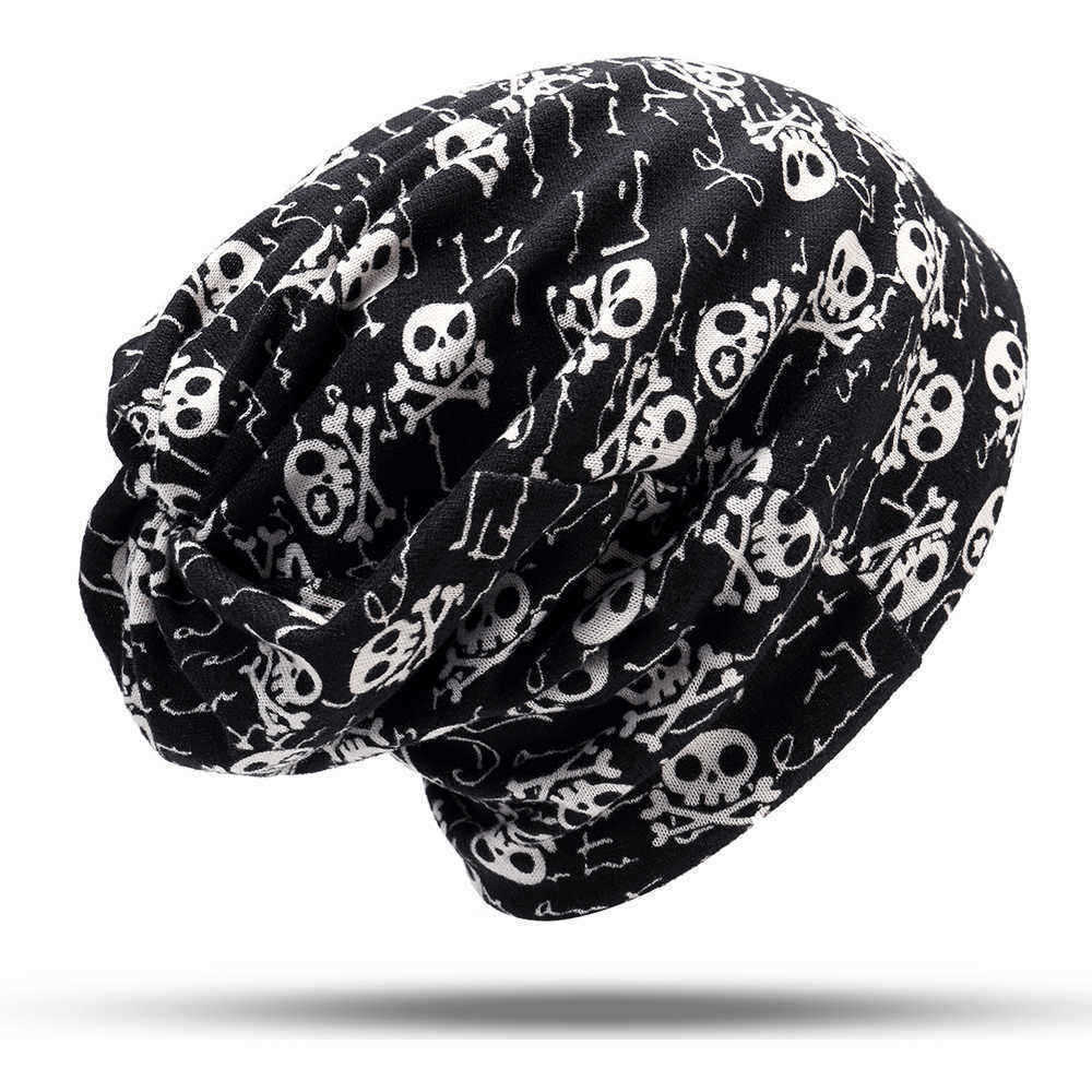 Skull-Pattern-Double-Layers-Headgear-Beanie-Hat-Dual-Use-Hip-Hop-Dance-Hat-Scarf-1395935