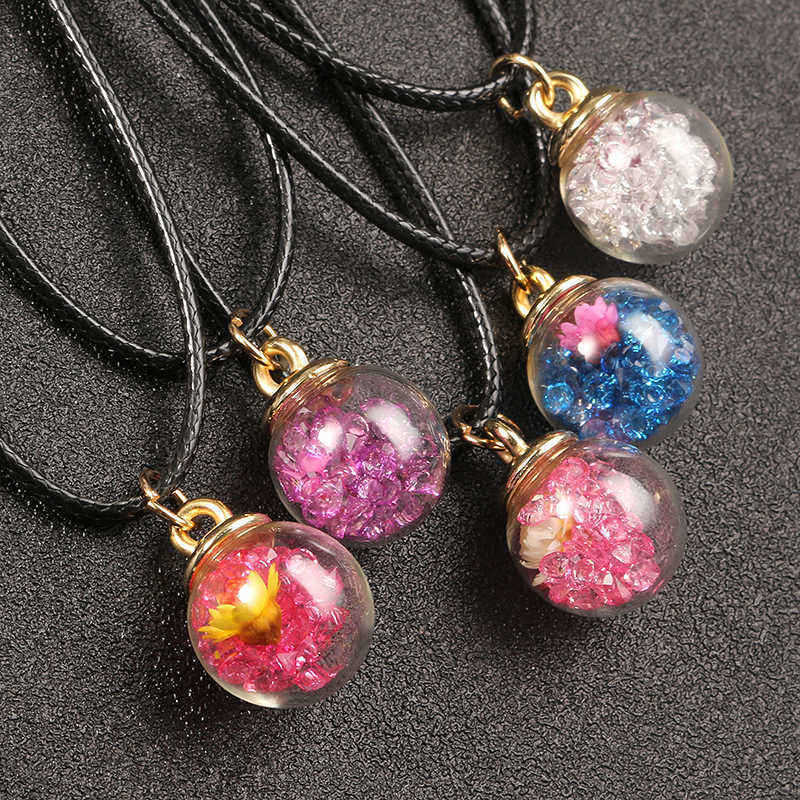 Sweet-Crystal-Glass-Ball-Natural-Flower-Wax-Rope-Women-Necklaces-1154812