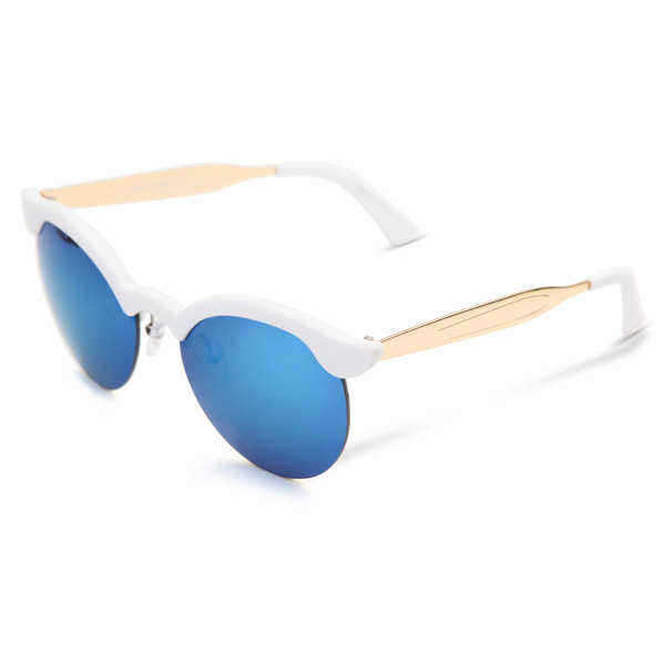 UV400-Women-Round-Sun-Glassess-Half-Frame-Alloy-Legs-Colorful-Glossy-Eyewear-Glasses-991963