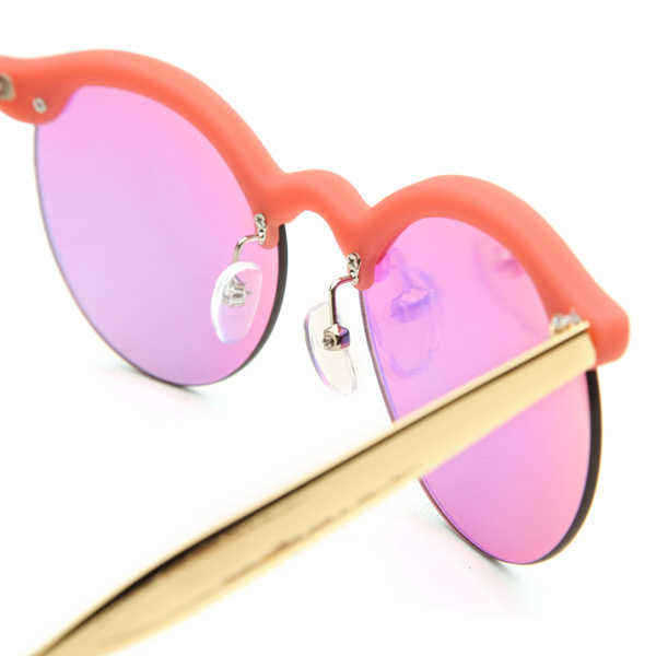 UV400-Women-Round-Sun-Glassess-Half-Frame-Alloy-Legs-Colorful-Glossy-Eyewear-Glasses-991963