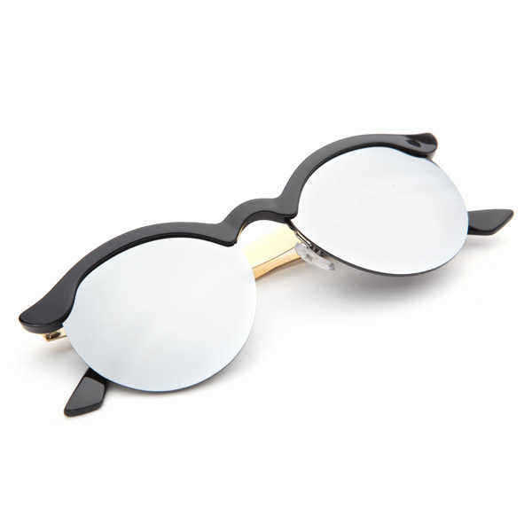 UV400-Women-Round-Sun-Glassess-Half-Frame-Alloy-Legs-Colorful-Glossy-Eyewear-Glasses-991963