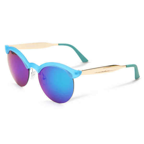 UV400-Women-Round-Sun-Glassess-Half-Frame-Alloy-Legs-Colorful-Glossy-Eyewear-Glasses-991963