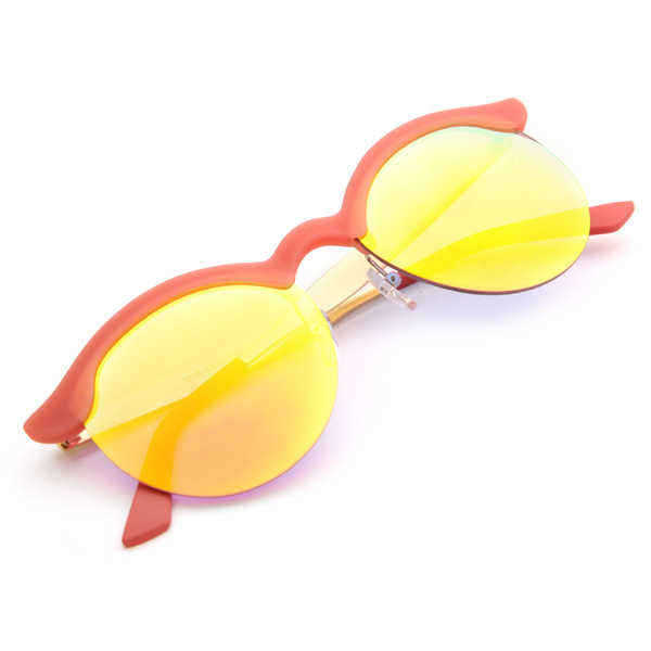 UV400-Women-Round-Sun-Glassess-Half-Frame-Alloy-Legs-Colorful-Glossy-Eyewear-Glasses-991963