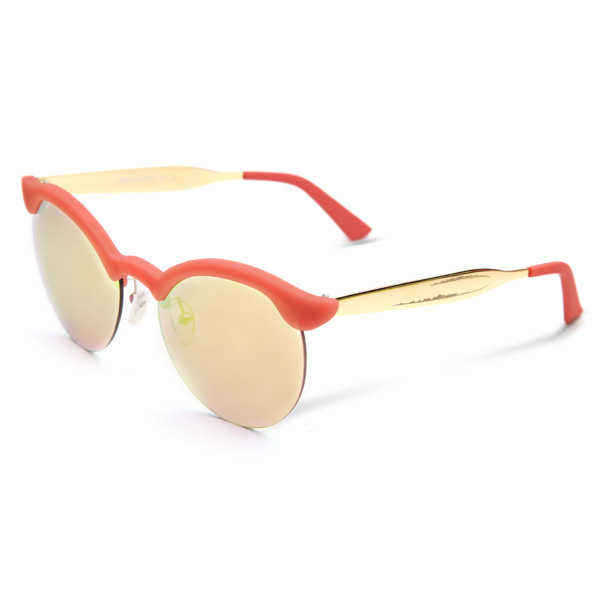 UV400-Women-Round-Sun-Glassess-Half-Frame-Alloy-Legs-Colorful-Glossy-Eyewear-Glasses-991963