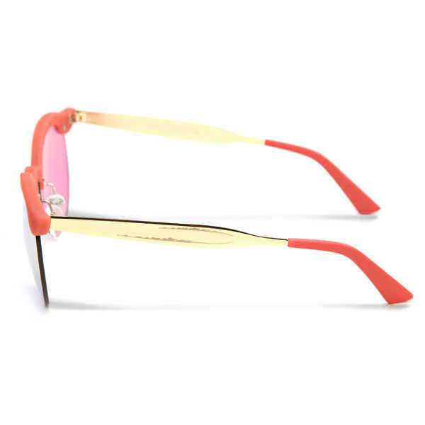 UV400-Women-Round-Sun-Glassess-Half-Frame-Alloy-Legs-Colorful-Glossy-Eyewear-Glasses-991963