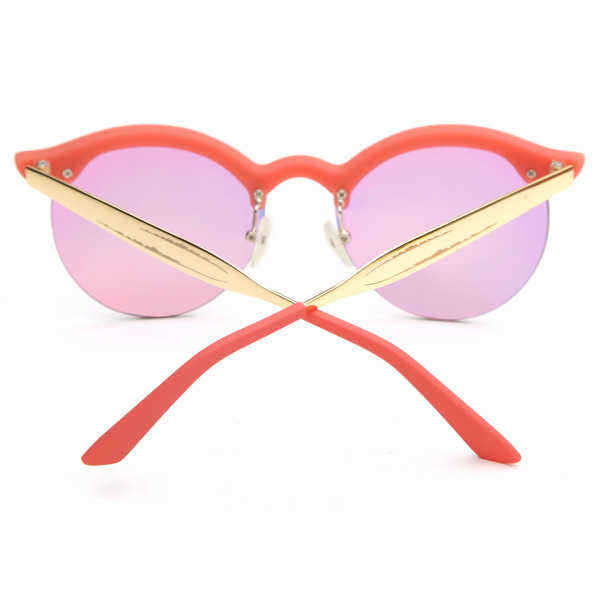 UV400-Women-Round-Sun-Glassess-Half-Frame-Alloy-Legs-Colorful-Glossy-Eyewear-Glasses-991963