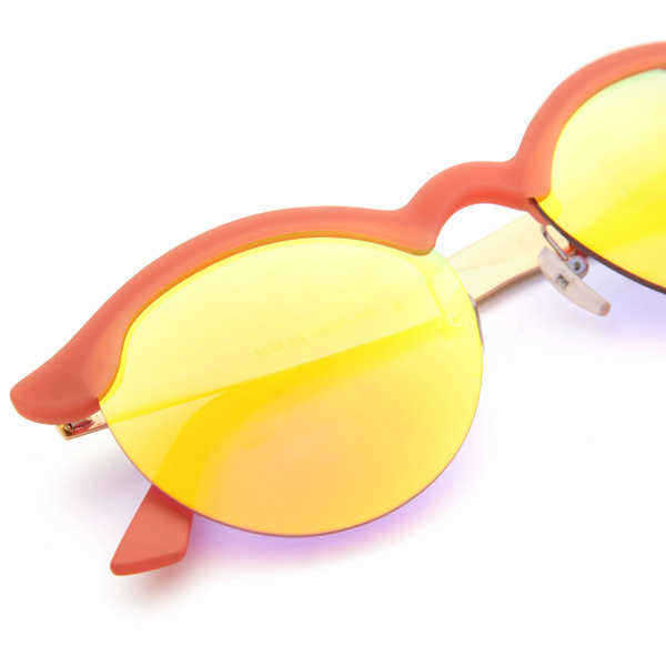 UV400-Women-Round-Sun-Glassess-Half-Frame-Alloy-Legs-Colorful-Glossy-Eyewear-Glasses-991963