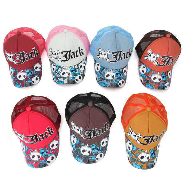 Unisex--Animation-Cartoon-Skull-Letter-Mesh-Outdoor-Breathable-Baseball-Cap-980967