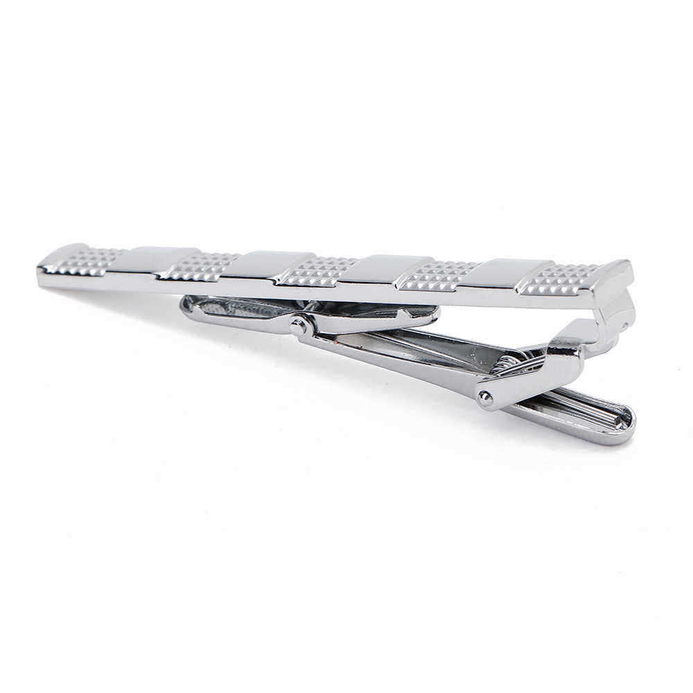 Unisex-Business-Silver-Grid-Cufflinks-Plus-Tie-Clip-Set-High-grade-Cufflinks-1385298