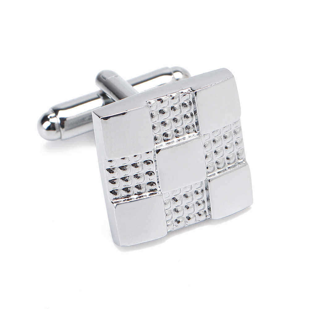 Unisex-Business-Silver-Grid-Cufflinks-Plus-Tie-Clip-Set-High-grade-Cufflinks-1385298