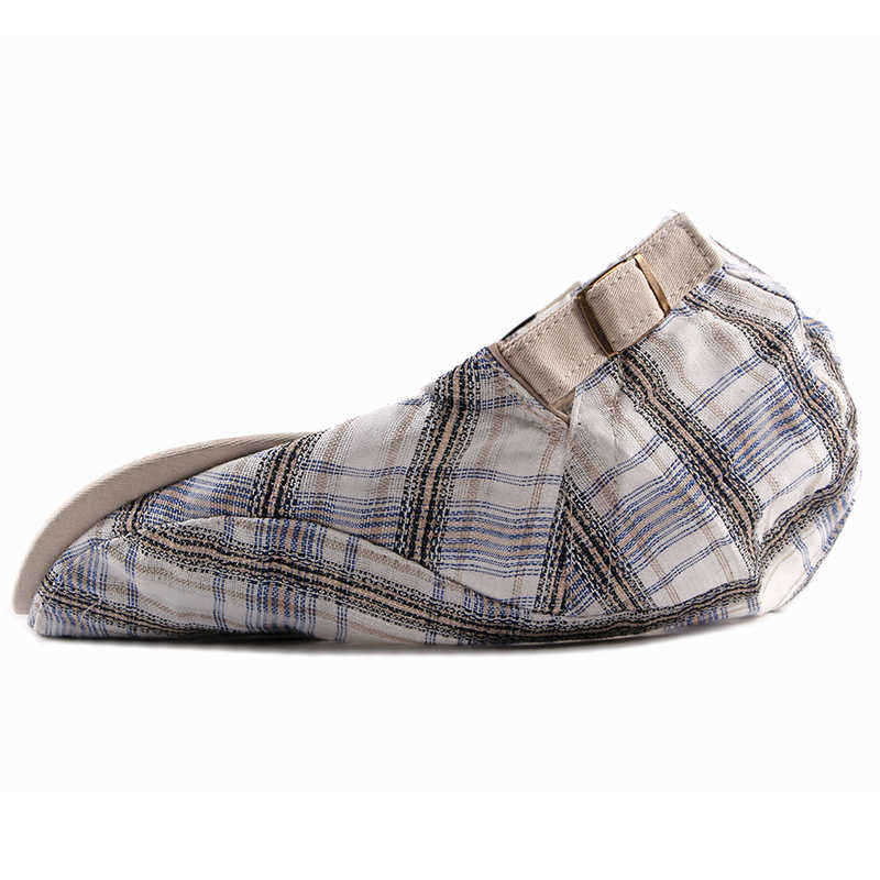 Unisex-Casual-Outdoor-Adjustable-Plaid-Pattern-Cotton-Beret-Peaked-Cap-Hat-1337025