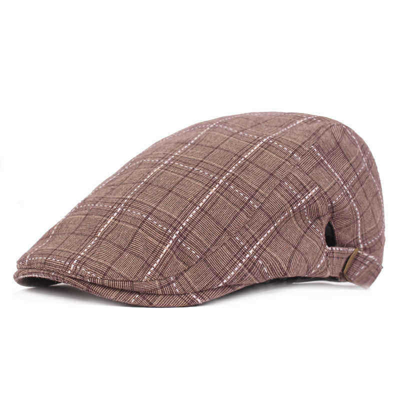 Unisex-Cotton-And-Linen-Beret-Caps-Forward-Caps-Outdoor-Travel-Hats-Plaid-Retro-Hat-1517966