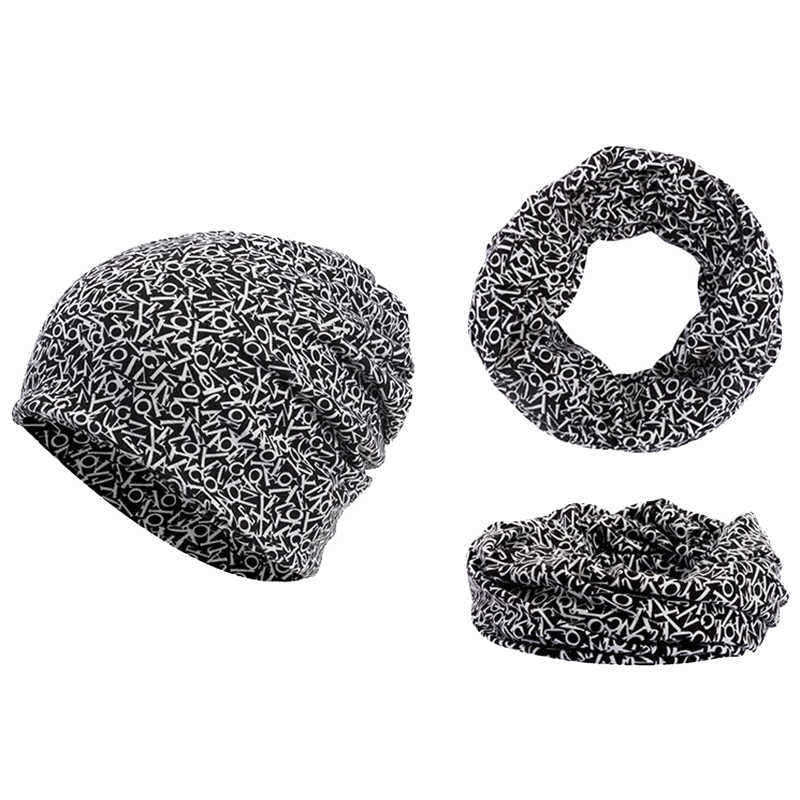 Unisex-Cotton-Beanie-Multi-purpose-Letters-Print-Scarf-Headband-Hat-1394906