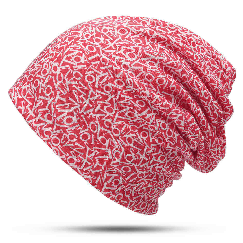 Unisex-Cotton-Beanie-Multi-purpose-Letters-Print-Scarf-Headband-Hat-1394906