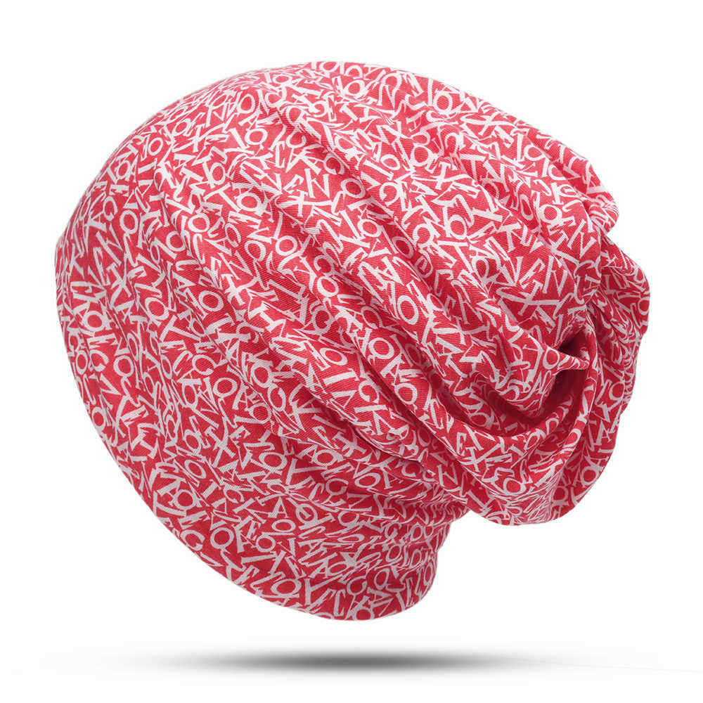 Unisex-Cotton-Beanie-Multi-purpose-Letters-Print-Scarf-Headband-Hat-1394906