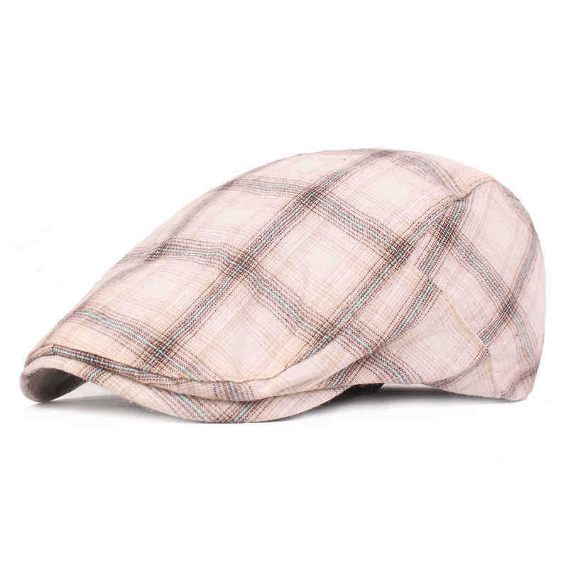 Unisex-Cotton-Beret-Caps-Forward-Caps-Outdoor-Travel-Hats-Plaid-Retro-Hat-1517965