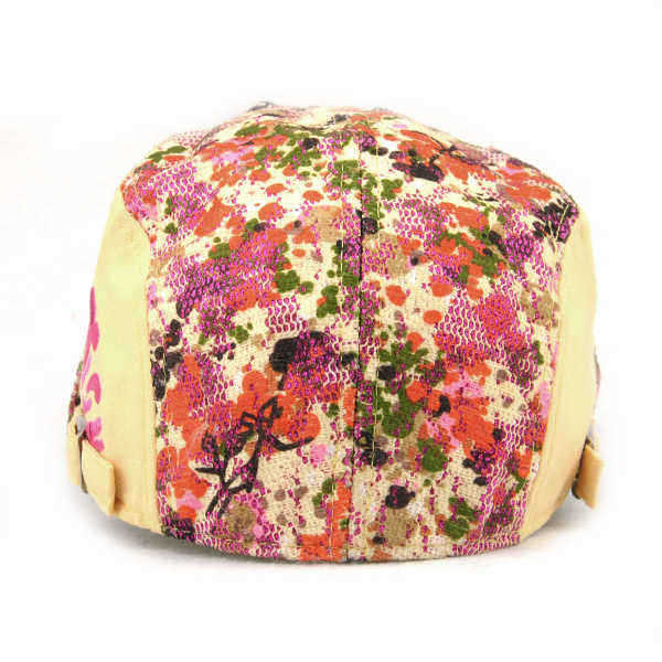 Unisex-Cotton-Flower-Printed-Washed-Beret-Hat-Buckle-Adjustable-Paper-Boy-Cabbie-Golf-Breathable-Cap-1114644